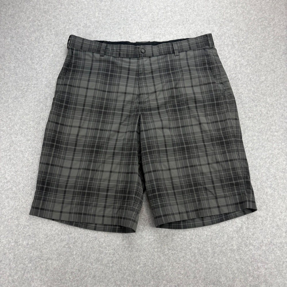Nike Golf Shorts Mens 38 Gray Plaid Dri-Fit Performance Athletic Golfing Sporty